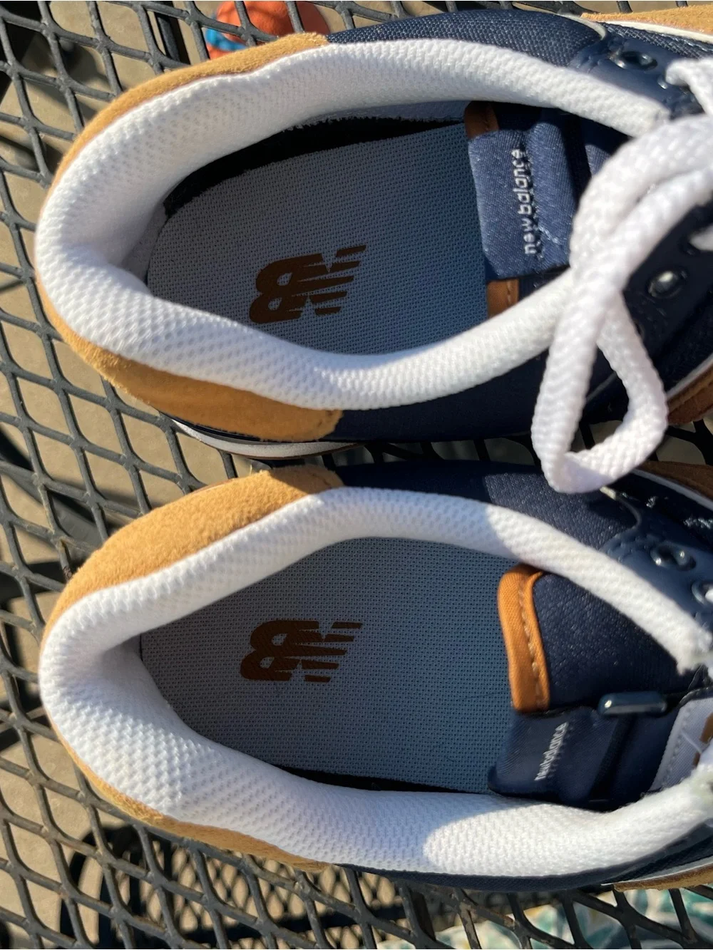New Balance Navy and Tan Sneakers